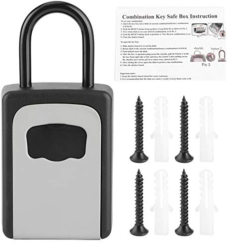 Key Lock Box Wall Mounted, Aluminum Alloy Password Lock Box, Durable 4 - Digit Combination Safe - Weather, Sliding Shutter Cover, Secure Key Storage for Travel and Home