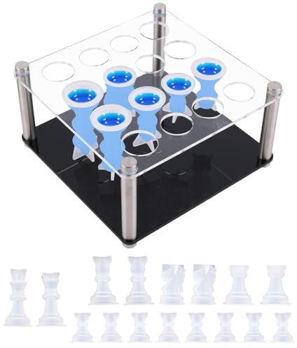 Stampo Set Scacchi Resina, Kit 16 Pezzi Full Size 3D Stamp Scacchi Silicone con Supporto Pezzi per Colata Resina Epossidica Decorazione Casa DIY Gioco Tavolo & Lavoretto Famiglia Festa | con Supporto Parti per Casting Resina epossidica Decorazione Casa DIY Gioco Società & Tempo libero Creativo Famiglia Festa
