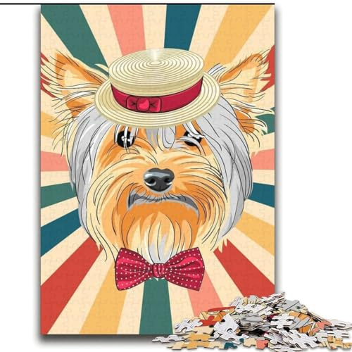 Jigsaw Puzzle 1000 Pieces Cute Yorkshire Terrier Dog Educational Family Game Staycation Kill Time Educational Toy (size 38x52cm)