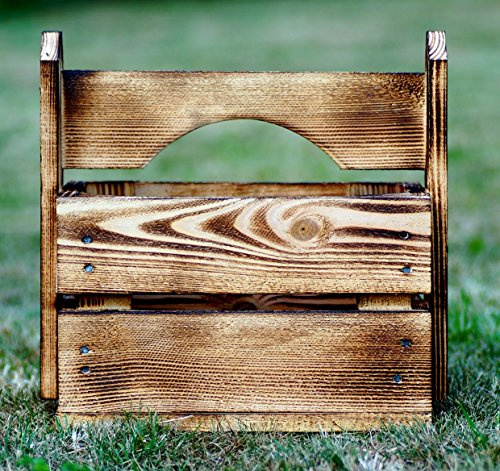 El Natural - Produkte aus der Natur Flaschenträger geflammt 29 x 20 x 27 cm Flaschenkorb Holz Bierträger Männerhandtasche Geschenk Männer