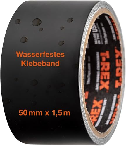 T-REX Waterproof - Extra starkes wasserdichtes Klebeband | Wetterbeständiges Dichtungsband selbstklebend für Pool, Wasserrohre & Haushalt - klebt auch Unterwasser | Duct Tape schwarz 50 mm x 1,5 m