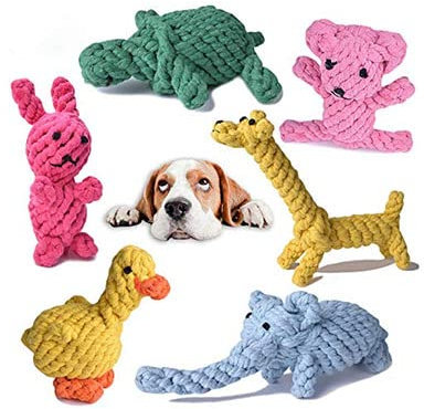 Ruiuzi Welpenspielzeug, Hergestellt aus Natürlicher Baumwolle ungiftig und geruchlos Robust Besser für Zahnreinigung Geeignet für kleine Und Mittlere Hunde Hundespielzeug Set (Cute Animals)