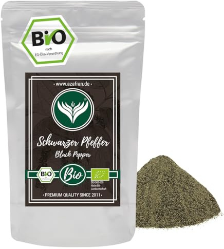 Azafran BIO Pfeffer (Pfefferkörner gemahlen) Pulver schwarz 500g