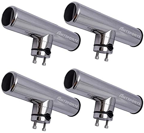 AMYSPORTS Rutenhalter Edelstahlständer auf Angelrutenhalter für Schienen 3/4 bis 1 19mm bis 25mm (4pcs Rutenhalter)