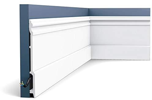 Orac Plinthe SX191 200 cm x 2,1 cm x 21 cm Polystyrène extrudé (HDPS) classique arrondi avec passage de câble prétraité