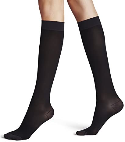 FALKE Damen Kniestrümpfe Energize 50 DEN W Kh halb-blickdicht mit Kompression 1 Paar, Schwarz Black 3009, 37-38