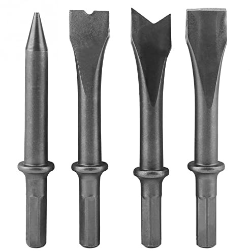 Druckluft-Meißelhammer Set 150mm Bohrhammer Abbruchhammer mit 4 Packung mit 120mm Meißel 2 Schäfte (Hexagon/Rund)