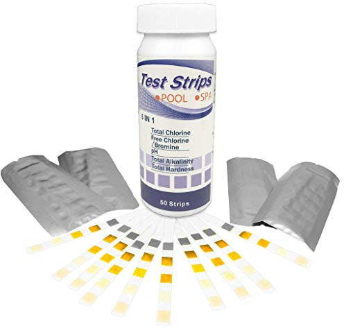 well2wellness® Pool Teststreifen 5 in 1 für Chlor, Brom, pH, Alkalinität, und Härte - 50 Stück