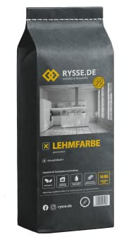 RYSSE.DE natürliche Baustoffe Lehmfarbe, Trockenpulver, 10 kg, Reichweite ca. 76 m² (Goldocker)