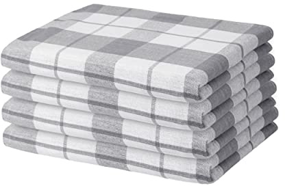 Hometex Premium Textiles 4er Set Geschirrtücher Grubentücher | Oeko-TEX®Standard 100 - aus 100% Baumwolle | Extra saugfähig und schnell trocknend | 50 x 70 cm Grau