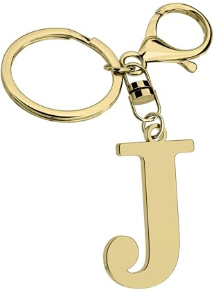 Stainless Steel Gold Letter A-Z Keychain for Women Men, Initial Letter Pendant with Key Ring, Charms for Key Backpack Bag
