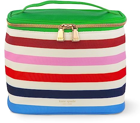 Kate Spade New York, Insulated Lunch Tote, Small Lunch Cooler, Cute Lunch Bag for Women, Striped Thermal Bag with Double Zipper Close and Carrying Handle, Adventure Stripe