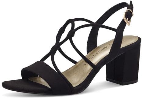 MARCO TOZZI Damen Sandalen mit Absatz Elegant Vegan, Schwarz (Black), 38 EU