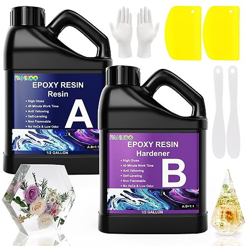 FANKOO Epoxidharz Set, 1Gallone/3,78L Blasenfreies Kristallklares Harz Gießen Set, Profi Qualität Epoxidharz mit Härter