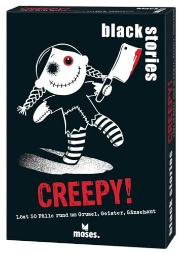 Moses. Black Stories Creepy! - 50 Rätsel mit Fällen rund um Grusel, Geister, Gänsehaut, Krimi Kartenspiel mit Spielvariante und Punktechips, Rätselspiel für Jugendliche und Erwachsene