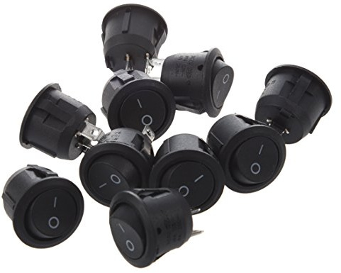 Yheonver Lot de 10 interrupteurs à bascule ronds encastrés SPST AC 6 A 10 A 250 V Noir
