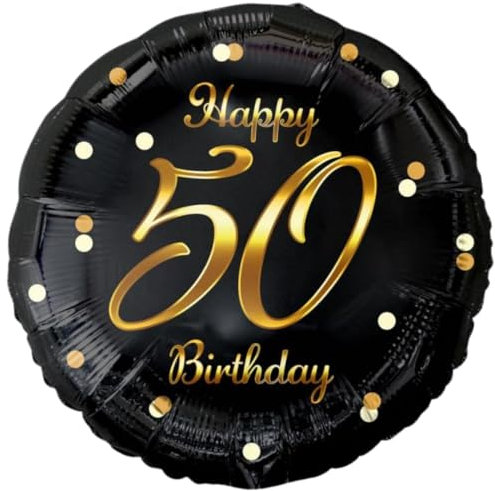 Party Austria Folienballon Geburtstagsballon 45cm Zahlenballon Zahl 18-60 Meilensteinballon Milestone Birthday runder Geburtstag schwarz/weiß Luftballon (50 schwarz)