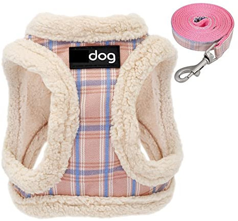 EUTYRG Haustier-Hundegeschirr, weiches Hunde-/Katzengeschirr, Weste, kein Ziehen, gepolstert, Haustier-Chihuahua-Welpengeschirr, Leinen-Set, verstellbar (Rosa XS)