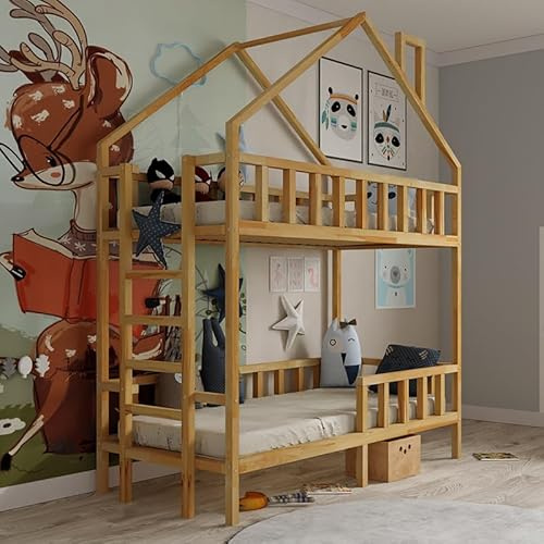 Stolarnia Fojtuch Etagenbett aus Holz für Kinder mit seitlichem Eingang - Nikola - Kiefer (160x80)