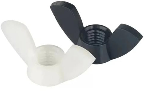 Handfest anziehen Schwarze und weiße Nylonmutter Flügelmutter Schmetterlingsmutter Barren Kunststoff Flügelmuttern M3-M12(White,M10 (10Pcs))
