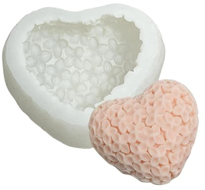Stampo per cioccolato in silicone a forma di cuore, stampo in silicone per fiori - Stampo in argilla e gesso con disegno di fiori con cuore d'amore,Stampo multiuso per cioccolato in silicone morbid