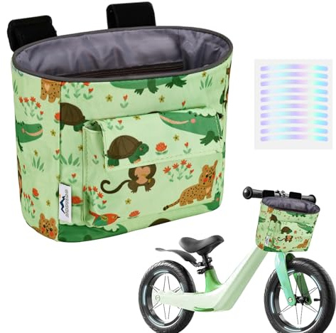 LOCAL LION Borsa Manubrio Bambini con Fissaggio Stabile, Cestino per Bicicletta Anteriore con Strisce Riflettenti per Sicurezza, Borse per Scooter in Modelli Carini