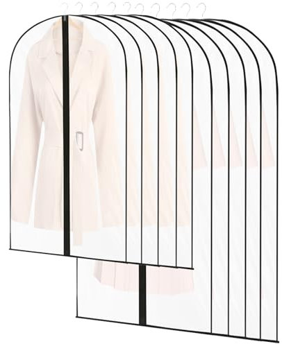 Zythrem 10 Stück Kleidersack Transparente Kleidersäcke mit Reißverschluss Transparent Kleiderhülle Kleidersack Anzug für Brautkleid Mäntel Hemden(60x120/140cm)