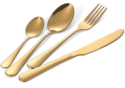 CYYHGD Cutlery Set, Cutlery Set for 6 People, 24 Pieces. Luxury Flatware Sets, Mirror Polished Cutlery Set, Elegant Table Flatware for Home/Important Dinners (6 Sets of 24 Pieces)