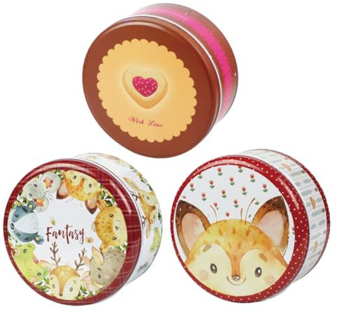 FELTECHELECTR 3pcs Tinplate Candy Boxes Biscuit Tin Cookie Jars for Party Wedding Decorations Random Style