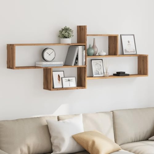 homiuse Schweberegal für Wohnzimmer Artisan-Eiche 167,5x18x68 cm Holzwerkstoff Multifunktional Wandregale Platzsparend Hängeregal Schlafzimmer Regalwürfel Bücher Regal zur Präsentation