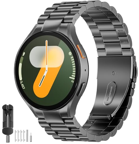 SUNDAREE No Gap Armband Kompatibel med Samsung Galaxy Watch 7 44MM 40MM/6 Classic 47MM/5 Pro,Män Dam Rostfritt Stål Metall Klockband för Galaxy 7/FE/6/5/4 46MM 43MM 42MM 45MM,Grå