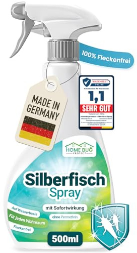 HomeBugProtect Silberfisch Spray 500ml - Effektiv Papierfische & Silberfische bekämpfen - Silberfische loswerden mit dem Spray gegen Silberfische : Alternative zur Silberfischfalle