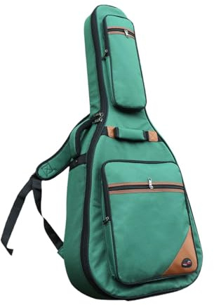 Generic Akustik -Gitarren -Bag -Gitarrenkoffer 42 Zoll mit Taschen für Zubehör Rucksack Reisekoffer, GrÜn