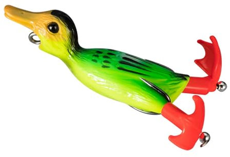 FeiYeup 3D-Angelköder, Schwimmköder, Ente, Topwaters, Schwimmköder, realistischer Doppelpropeller, schwimmende Ente, Angelköder, Haken, einfach zu verwenden