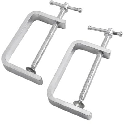 Zilimontt Abrazadera en C, abrazaderas en C de aleación de acero, paquete de 2 unidades de rango de sujeción para madera, metal, piedra, losas de plástico, perforación, corte, fijación, herramientas