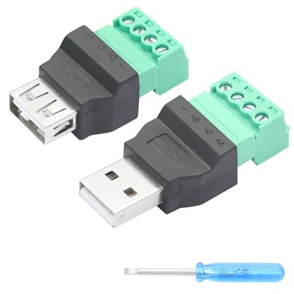 Connettore USB 2.0 tipo A maschio/femmina a 4 pin, 2 pezzi, adattatore per trasmissione di corrente e dati