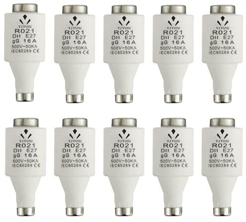 R021 DII E27 Keramik-Sicherungseinsätze, 16A, 500V, 50kA, gG, 10 Stück