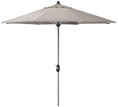 HADECOLL Parasol De Jardin D'Extérieur, Protection Solaire 250 Cm, Mât en Aluminium Étanche avec Manivelle, Parasol De Jardin pour Terrasse, Plage, Piscine, Beige