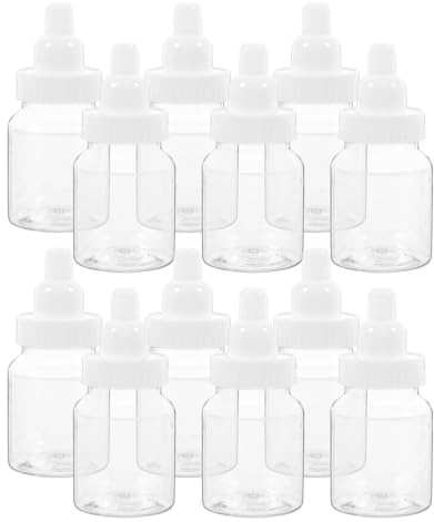 Sewroro 12pcs Mini Milk Bottle Candy Containers, Small Clear Fillable Feeding Bottle Candy Box Shower Party Favors, 3.54 x 1.65 inches