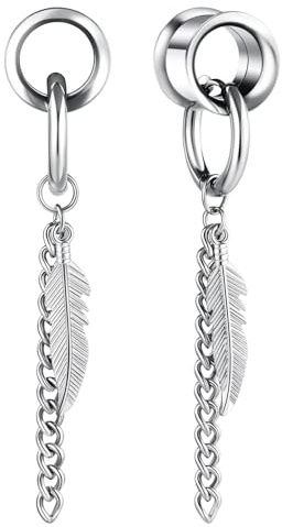 Hoisy Ohr Tunnel mit Anhänger Blatt Double Flared Tunnel Titan 1 Paar Plug Gestreckte Expander Piercing Schmuck 6mm-20mm