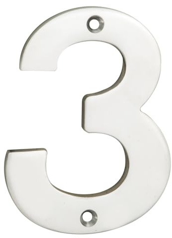 Kooples Hardware Numerals 50mm 0 to 9 Small Door Number Metal Digit Sign for House Gate Fence Wall Entrance (Bright Stainless Steel, Number 3)