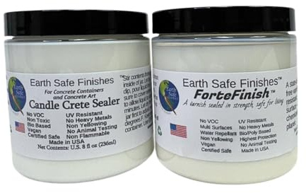 Earth Safe Finishes Concrete Candle Duo Set Sealer & Varnish 8oz Each Non Flammable, No VOC, Non Toxic, Made in USA (Matte, Duo 8oz Each)