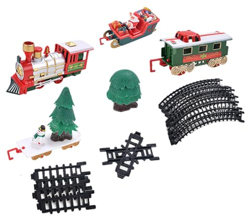 Beaupretty Trenino di Natale Giocattolo Educativo per Ragazzo Ragazza Ragazza Simulazione di Treno Natalizio con Binari di Montaggio Divertente