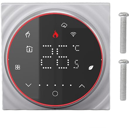 Fyearfly Smart Home Thermostat WiFi APP Voice Control for Boiler Heating, Programmable Energy-Saving Thermostat, Easy Wall Installation, Compatible with 95V-240V Systems, Black