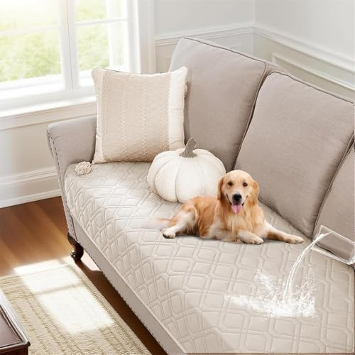 BXFUL wasserdichte Sofabezug - rutschfeste Sofabezüge, Couchbezüge, Sitzbezüge für Sofas, Möbelprotektor für Hunde und Katzen, Sofadecke für den Außenbereich (Beige,32x74in/81x188cm)