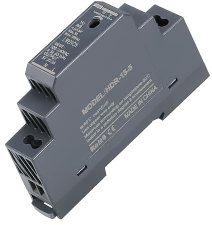 Starvortex Hutschienen-Netzteil 5V DC 3A 15W, Eingang 100-240V AC 50/60 Hz | , Eingang 100-240V AC 50/60 Hz DIN-Schienen-Transformator für Heim- oder Industrieautomation