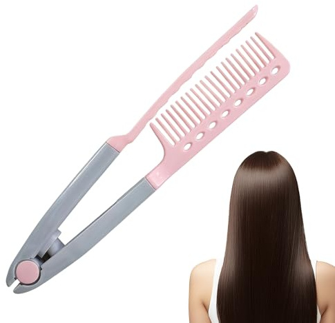 ETUCYNG Peine – Plancha de pelo en forma de V para la separación de las mechas – Peine de peluquería estilo plancha para alisar – Para casa, viajes, vacaciones, hotel