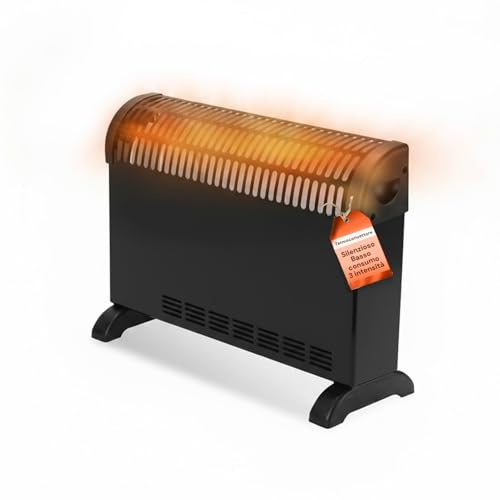 Wintem – Convector eléctrico de suelo Kenya 2000 W para calefacción de casa silencioso con termostato ajustable y protección contra sobrecalentamiento, ideal como estufa de bajo consumo (negro)