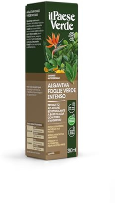 Il Paese Verde Algaviva Foglie Verde Intenso, 280ml | Rinverdente Naturale con Ferro e Magnesio - Contro Foglie Gialle e Clorosi - Per Piante più Verdi