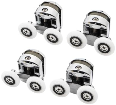 4PCS 23mm/25mm/27mm Duschdörr Zink Alloy Roller Dubbelhjul Duschskjutdörr Rulllager Reservhjulsremskiva(4st upper, 23 mm)